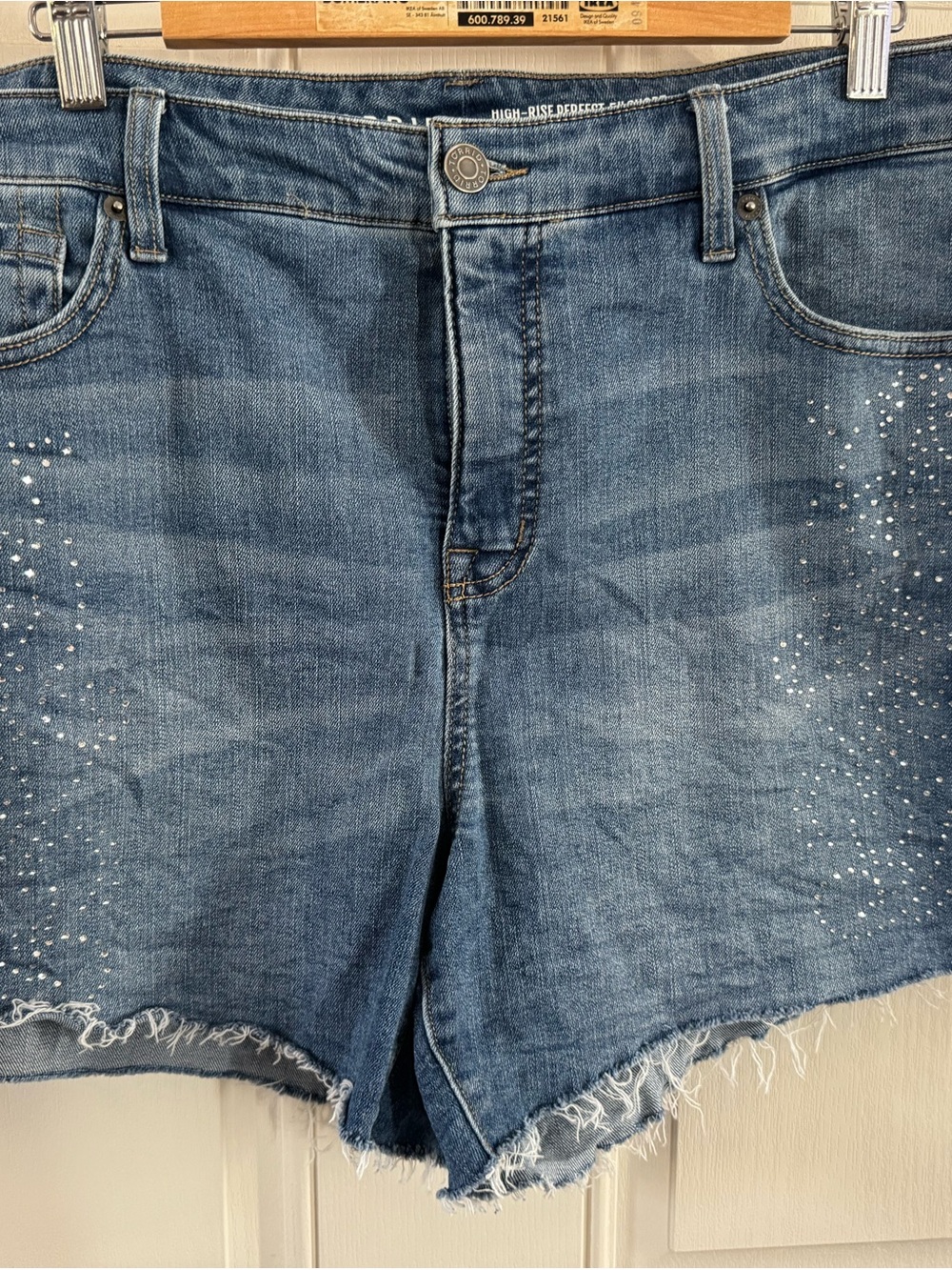 torrid Blue High-Rise Rhinestone Denim Shorts